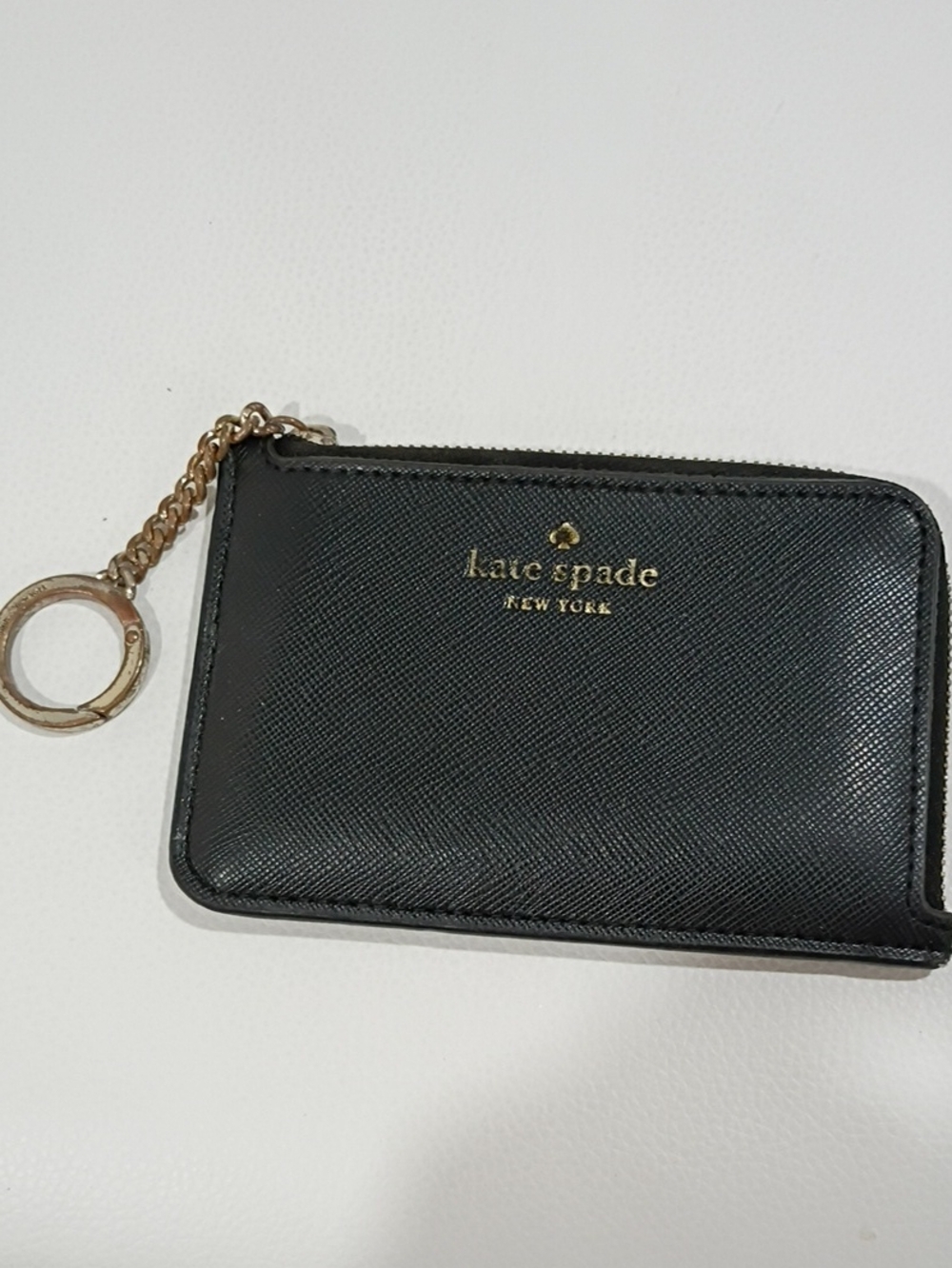 kate spade Black Saffiano Zip Keyring Card Case